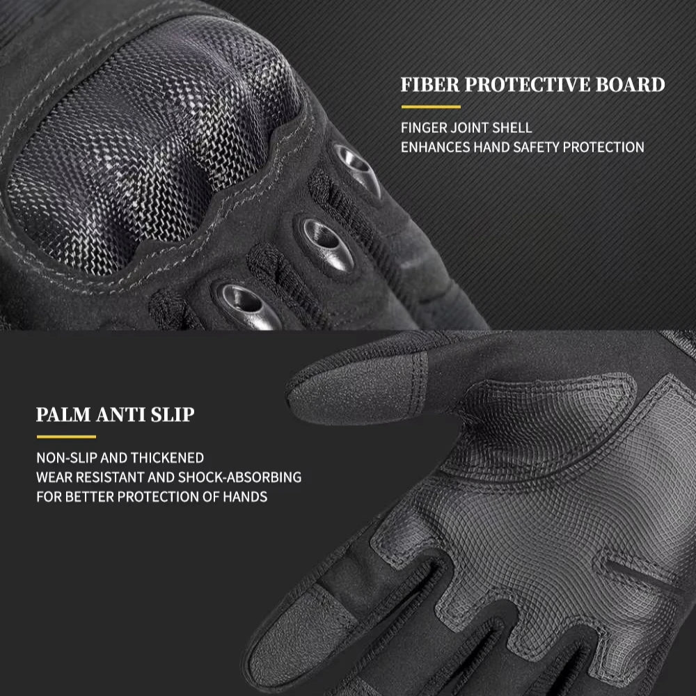 Durable Polyester Microfiber Tear Resistant Outdoor Touchscreen Full Finger Tactical Combat Gloves