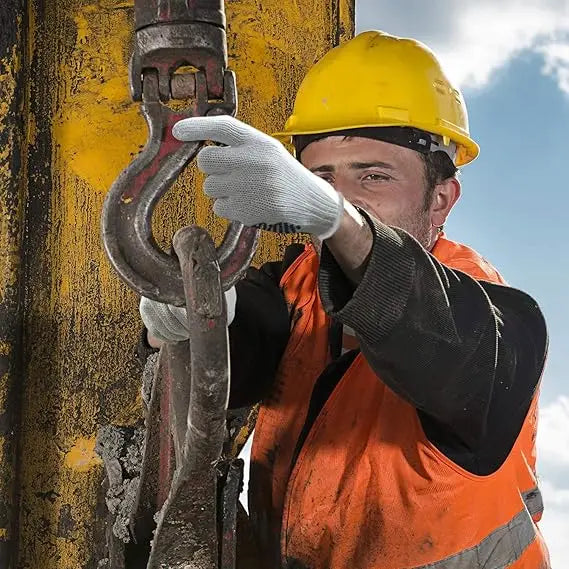 Construction Gloves. Safety Gloves. Cotton Knitted PVC Gloves with Double-dotted Seams