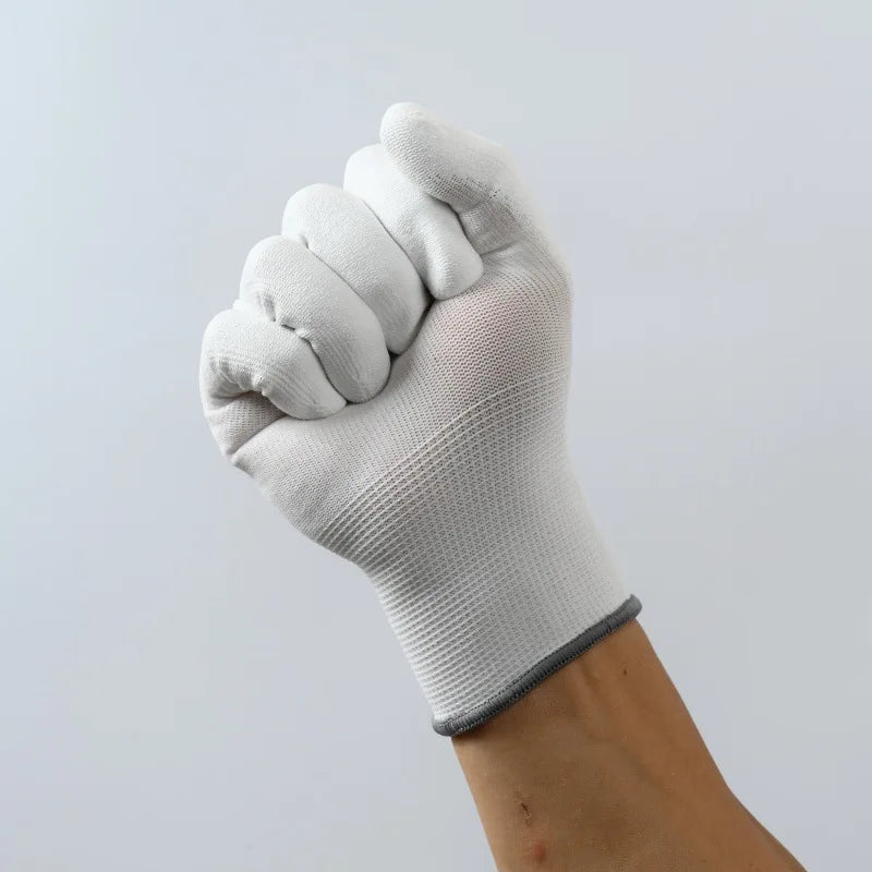 Manufacturer  Wholesale Direct  OEM White Elastic Breathable Anti-slip Wear-resistant Powder-Free Customizable Gloves
