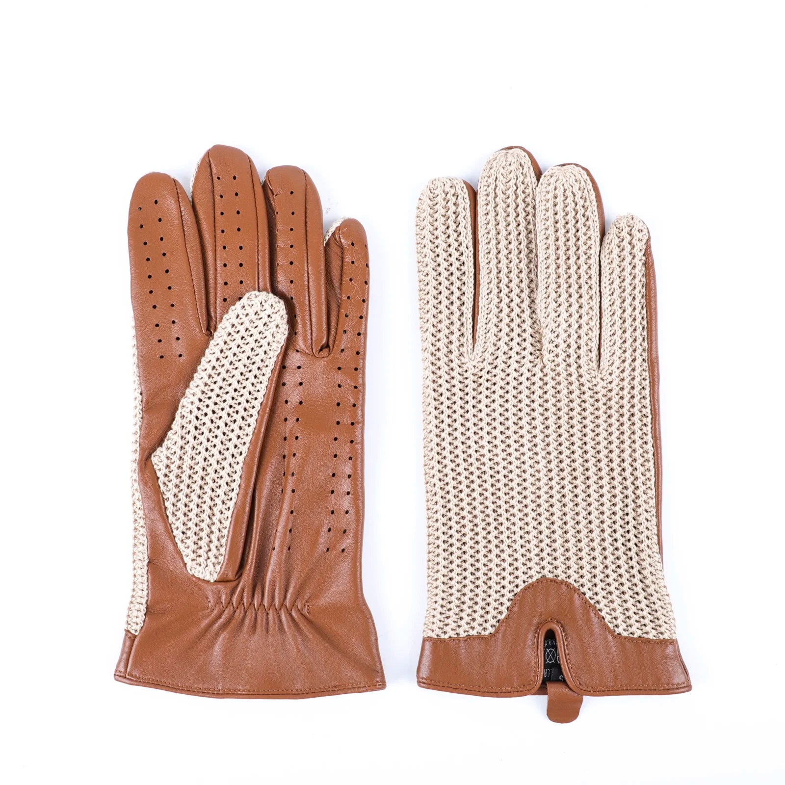 Hot Sale New Style Man Spring Summer Bicycle Driving Riding Ventilate Crochet Knit Unlined Genuine Sheep Nappa Leather Gloves  L