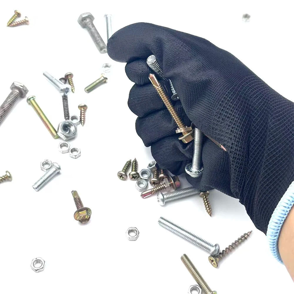 High Quality Wear-Resistant Lightweight Polyester PU Coated Safety Gloves for Daily Protection