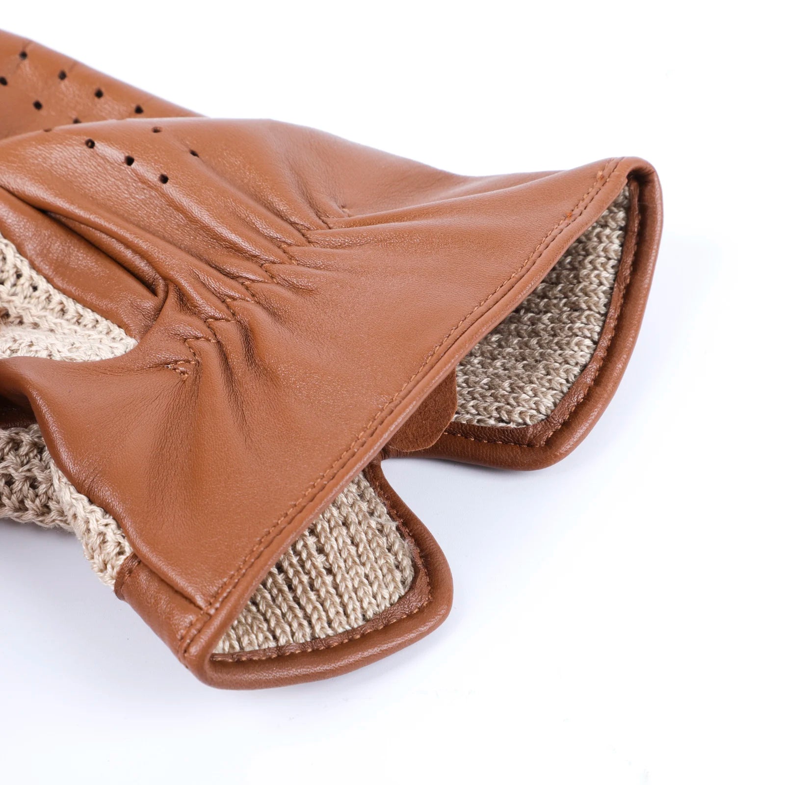 Hot Sale New Style Man Spring Summer Bicycle Driving Riding Ventilate Crochet Knit Unlined Genuine Sheep Nappa Leather Gloves  L