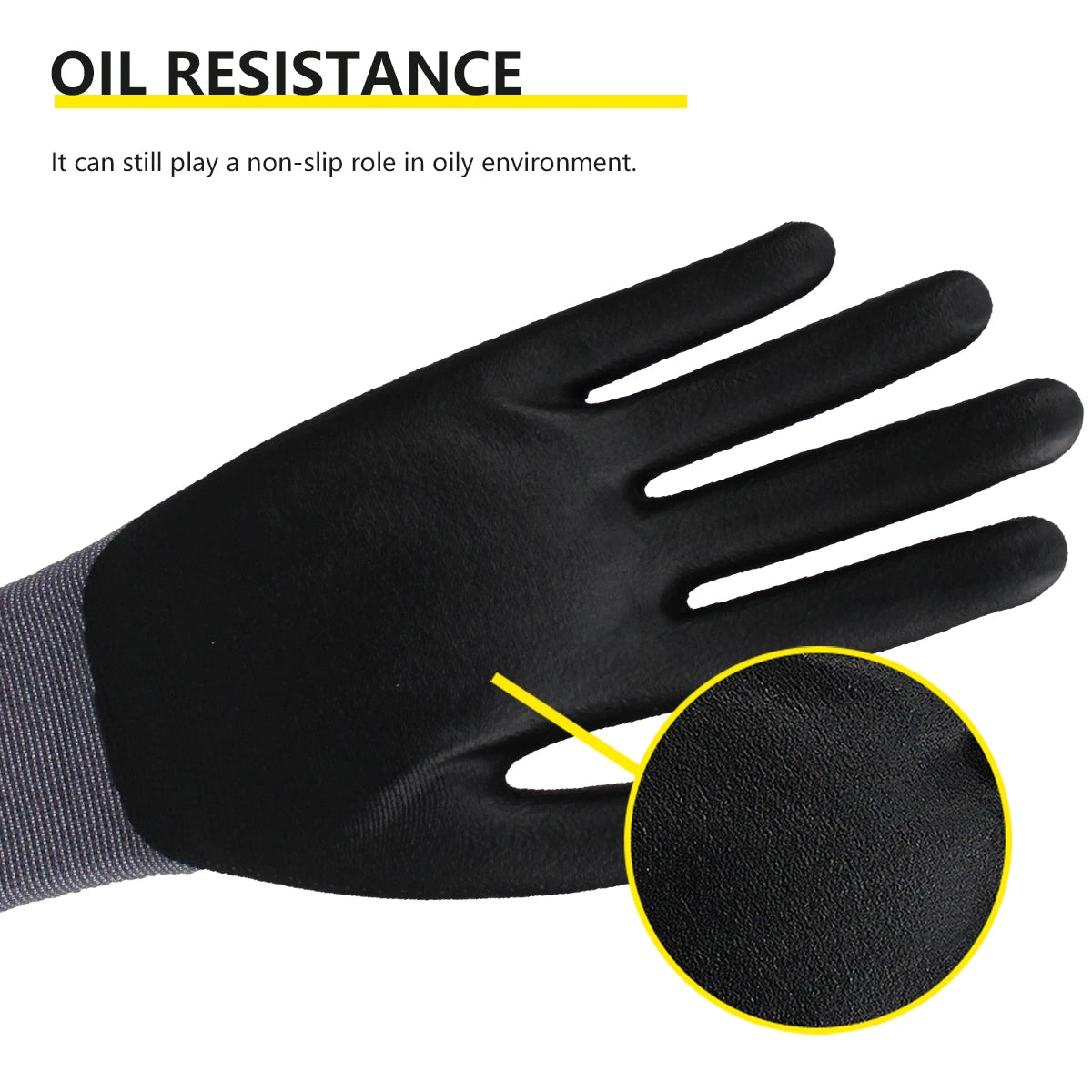 Glovesshop Resistant 15 Gauge Spandex Nylon Knitted Micro Foam Nitrile Coated Construction Garden Hand Work Gloves