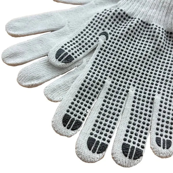 Construction Gloves. Safety Gloves. Cotton Knitted PVC Gloves with Double-dotted Seams