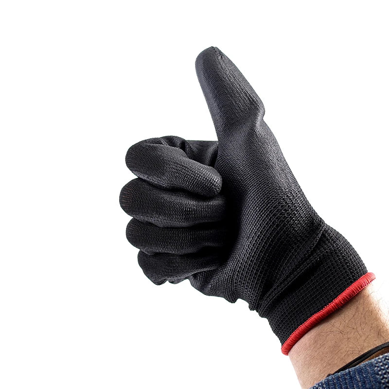 Glovesshop Black Polyester Nylon PU Coated Gloves